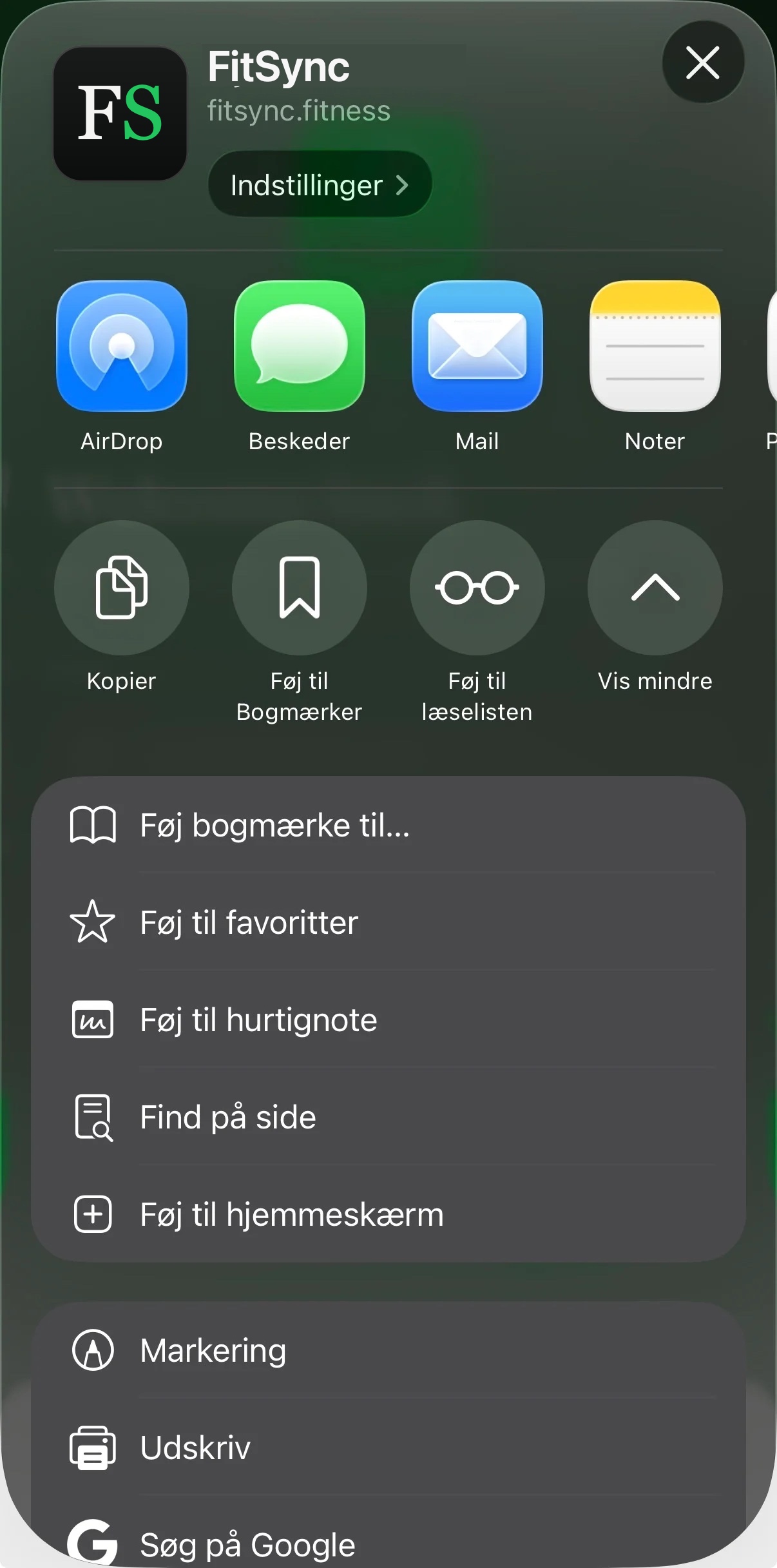 iOS share sheet with Add to Home Screen