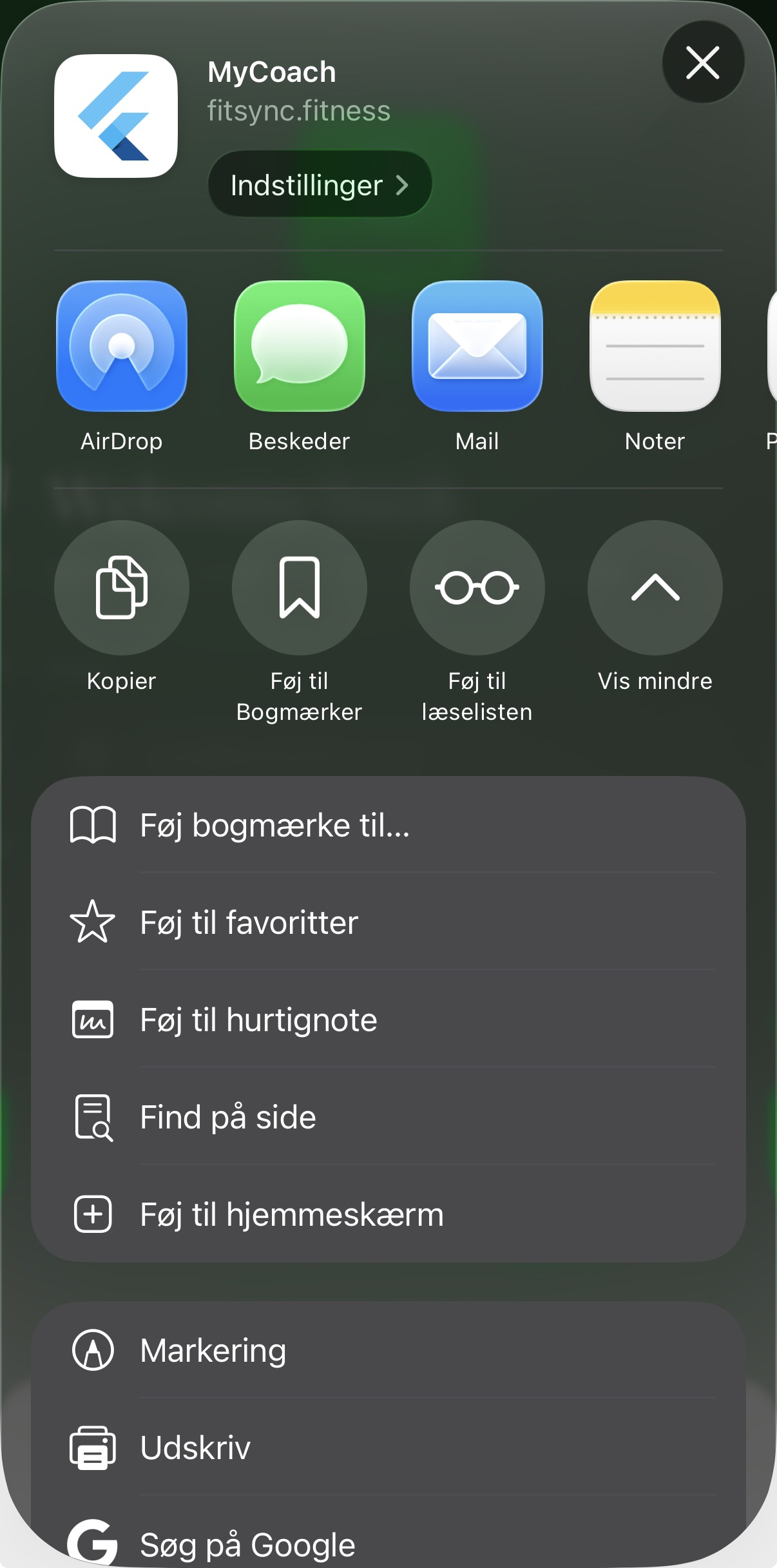 iOS share sheet showing the Add to Home Screen action