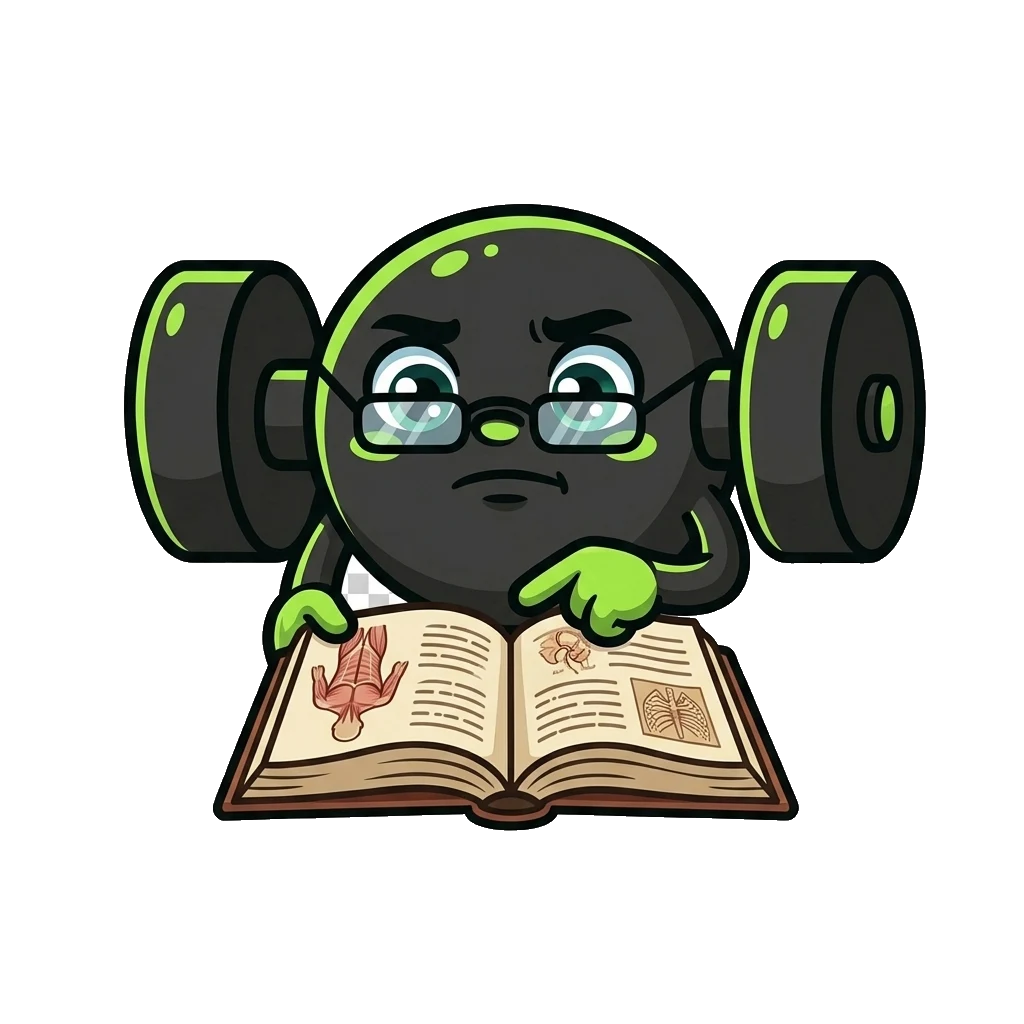 FitSync mascot studying the iron