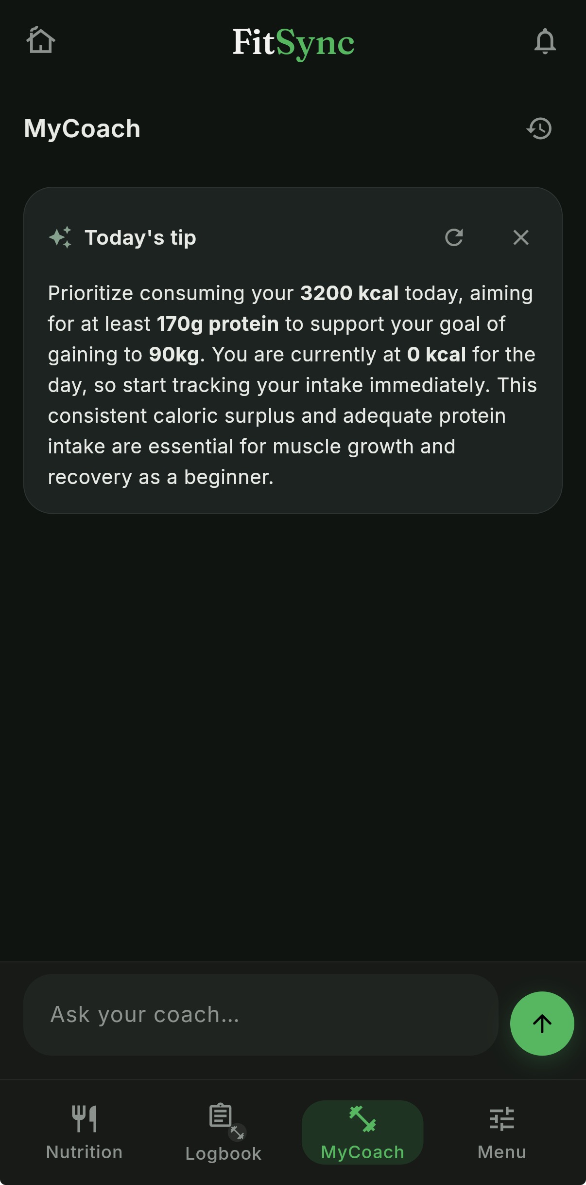 FitSync MyCoach AI — Today's tip